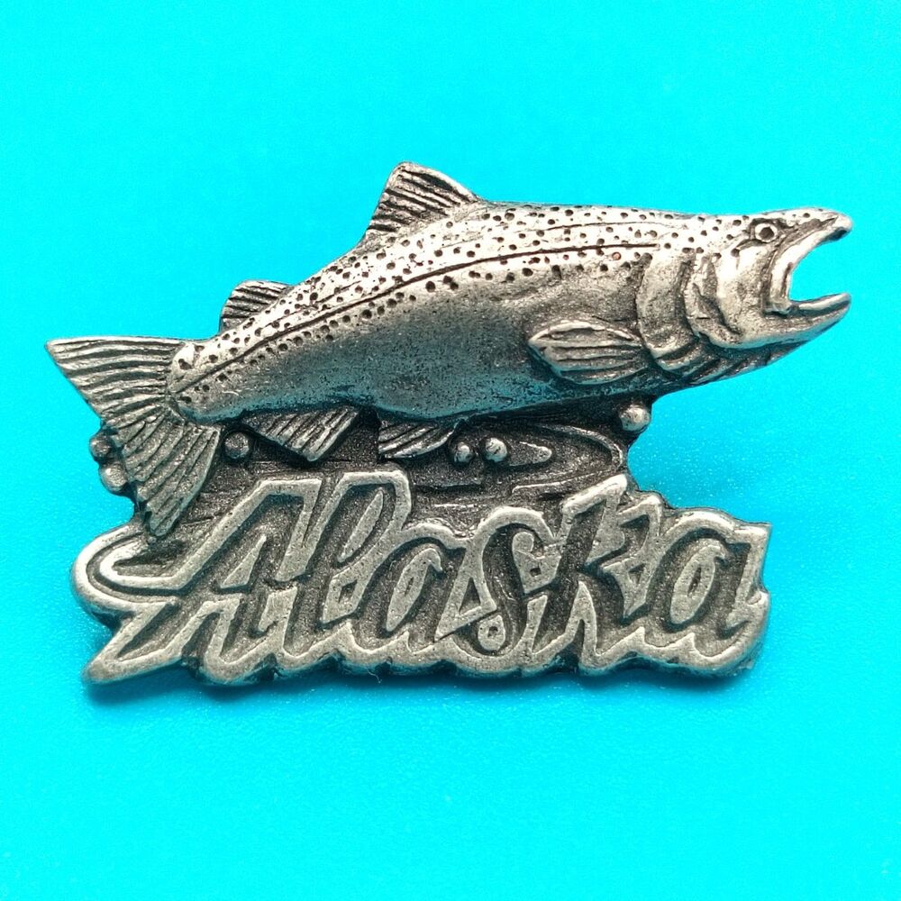 Salmon Alaska 1993 Siskiyou Pewter Vintage Pin 2115 Fish Fishing 90s